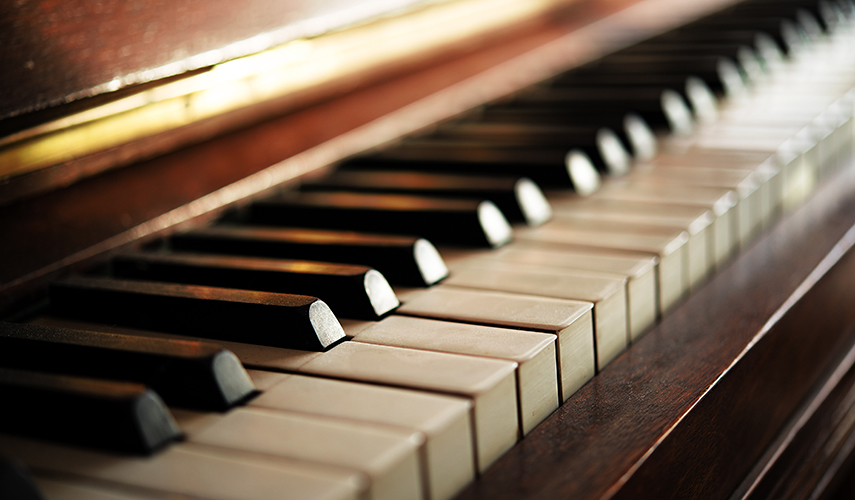 Closeup of piano keys