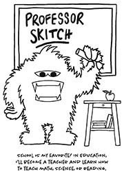 A page from the CCS 2020 coloring book featuring Professor Skitch