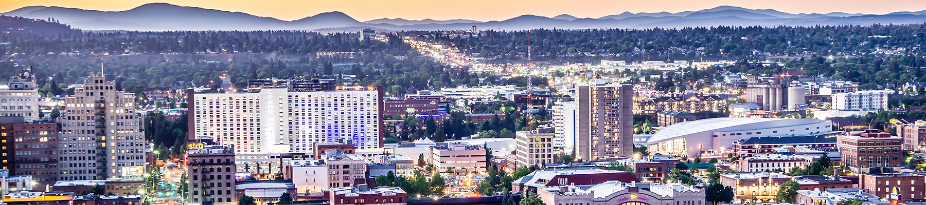 Downtown spokane at dusk