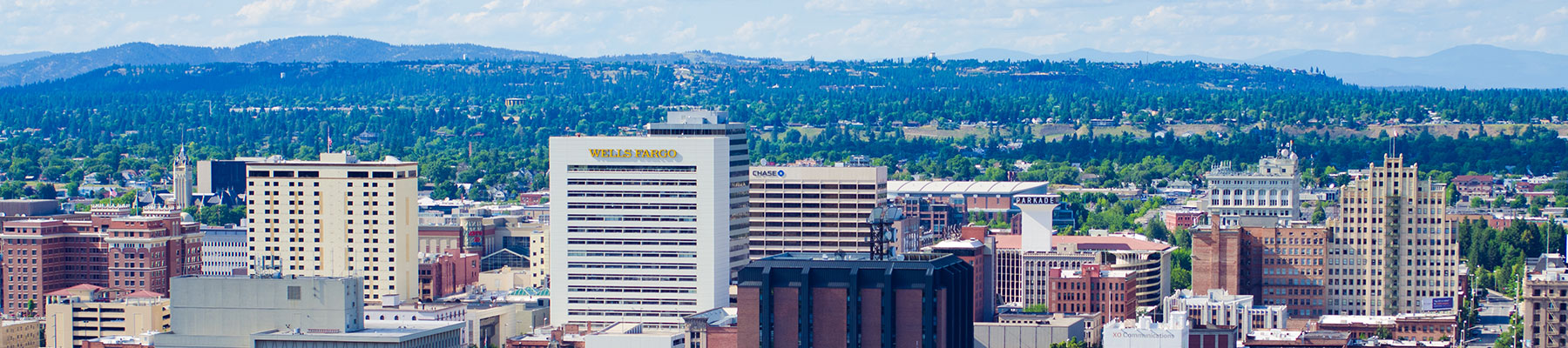 Downtown view of buildings in Spokane