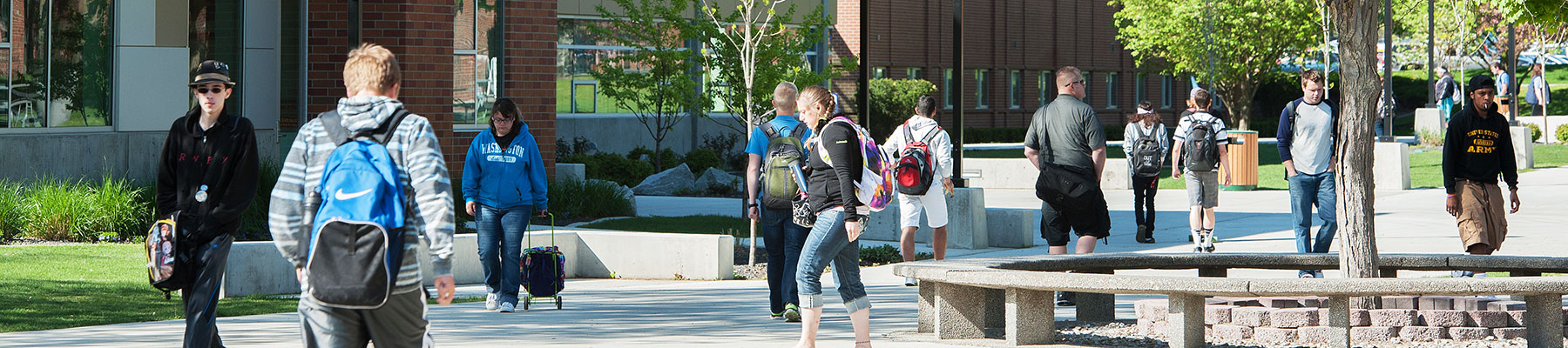 Students walking across the SFCC campus.