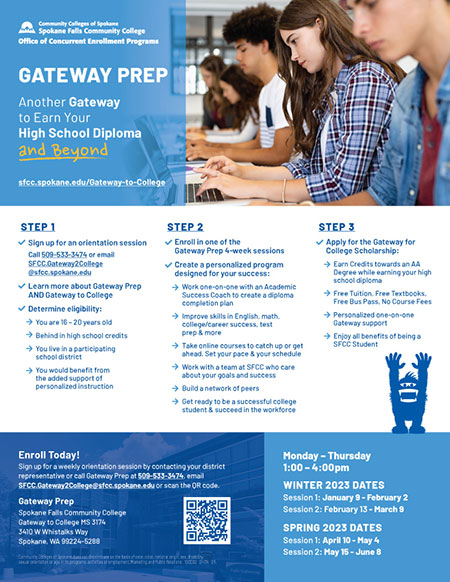 Gateway prep flyer with quarter session times