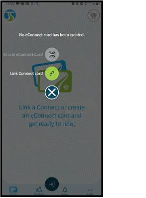 Screenshot of the STA Connect app with the Link Connect card green circle.