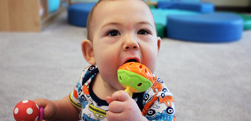 Baby Boy Playing With Rattle