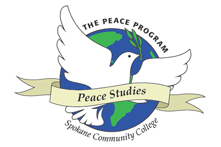 The Peace Studies Program logo of a dove flying over the earth