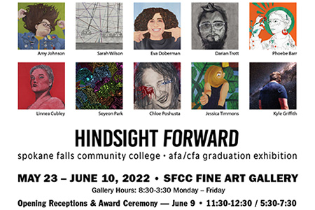SFCC afa/cfa graduation exhibition announcement with ten samples of student artwork