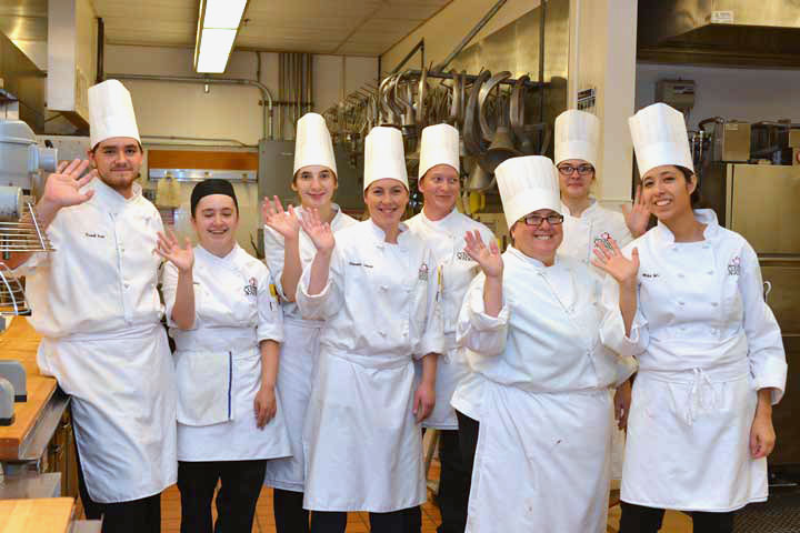 Building 1, Culinary Arts class waving hello