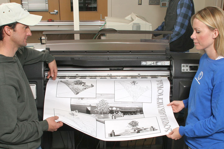 Students printing out plan