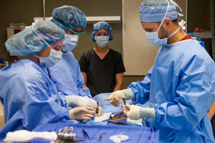 Surgical Technology students practice skills
