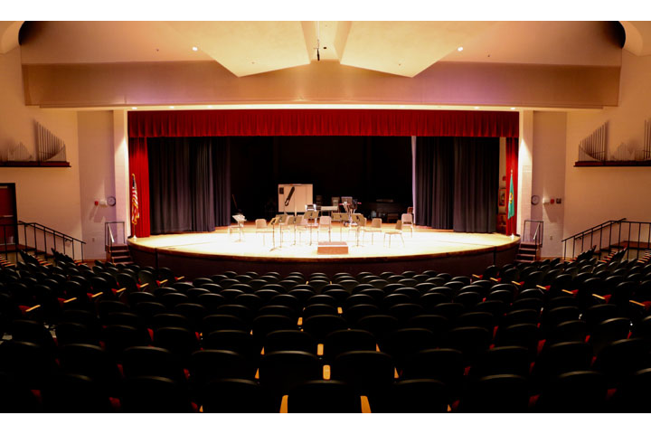 Front view of stage in Performing Arts Auditorium