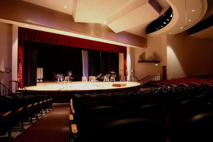 Side view of stage in Performing Arts Auditorium