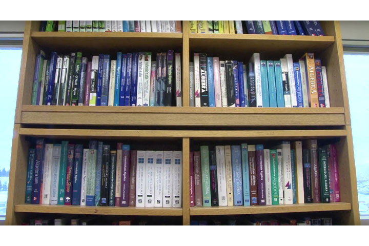 Bookshelves with Math Center reference library